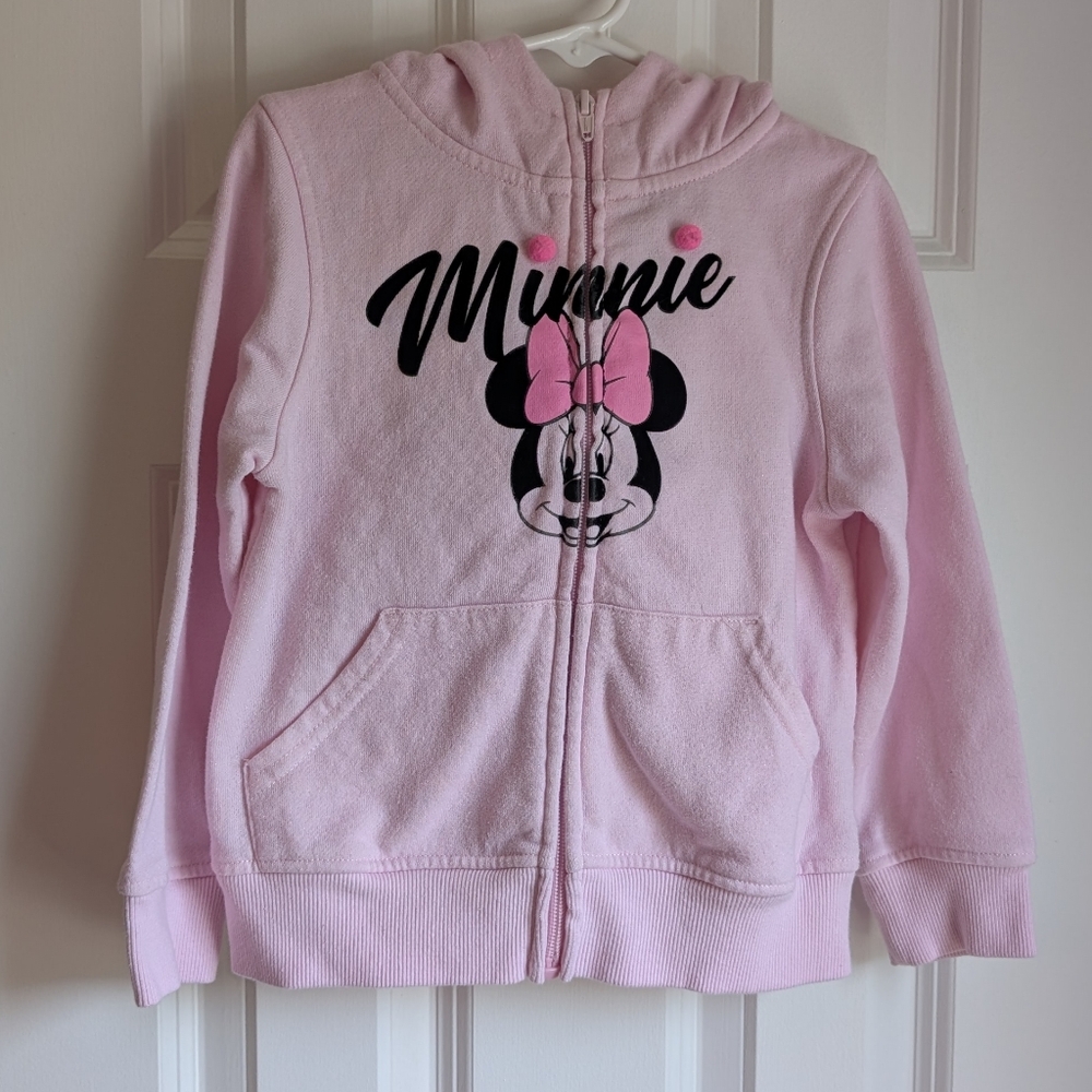Disney Minnie Mouse Girls Size 5 Light Pink Hoodie Sweatshirt
